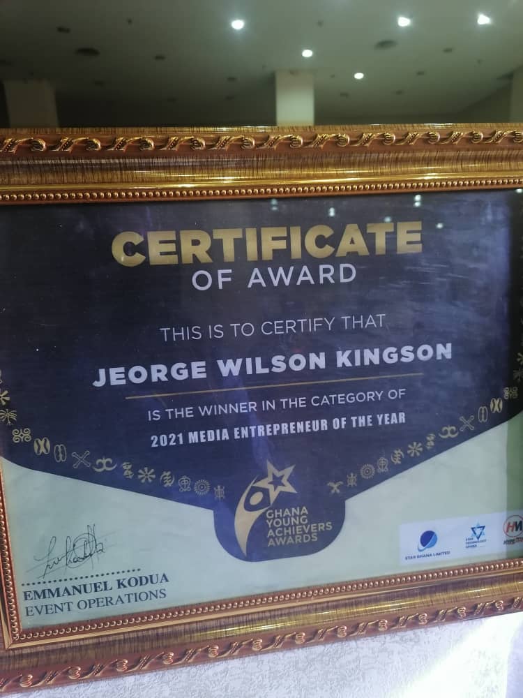 Jeorge Wilson Kingson wins Media Entrepreneur of the Year Award 2021